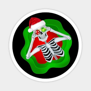 Funny Christmas Skeleton Santa Hat Ornaments Magnet